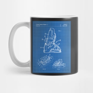 Ski Boots Patent - Skier Ski Lodge Chalet Art - Blueprint Mug